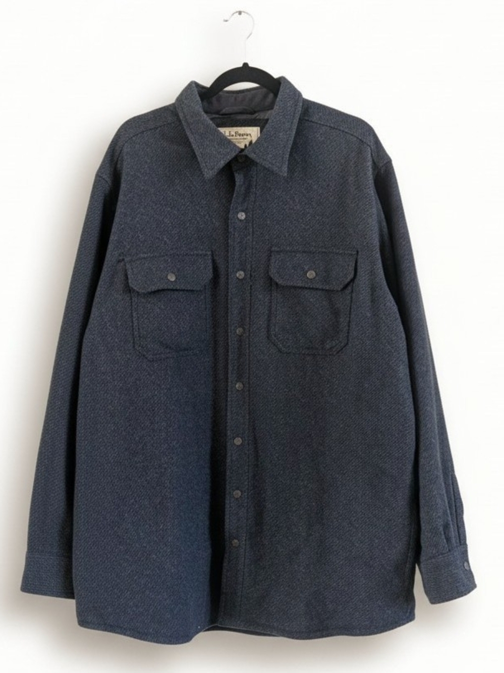LL Bean Mens XL Tall Quilted Lined Wool Blend Button Up Shirt Jacket Shacket